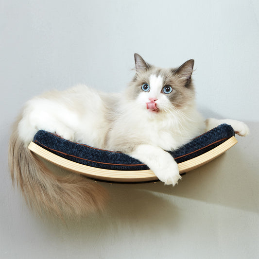 LIORCE Curved Cat Shelf - Wall-Mounted Cat Beds 1600