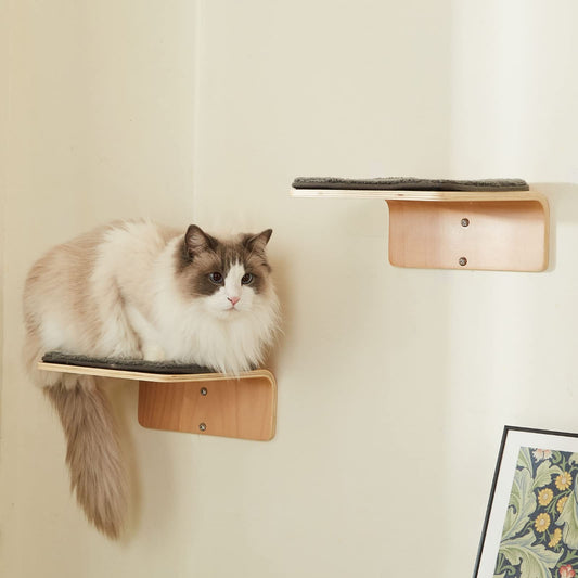 LIORCE 2 Set Cat Wall Steps - Wooden Cat Climbing Shelves 1600