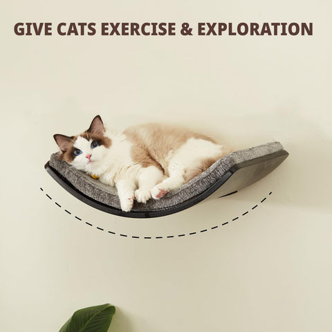 LIORCE Large Curved Cat Shelf - Wall-Mounted Cat Beds