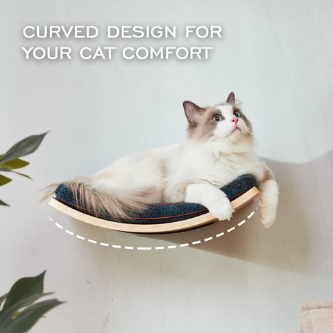 LIORCE Curved Cat Shelf - Wall-Mounted Cat Beds