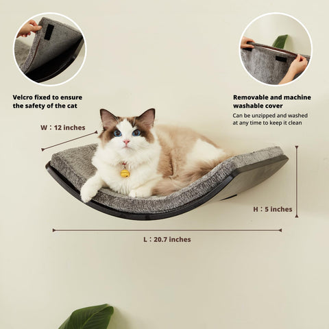 LIORCE Large Curved Cat Shelf - Wall-Mounted Cat Beds