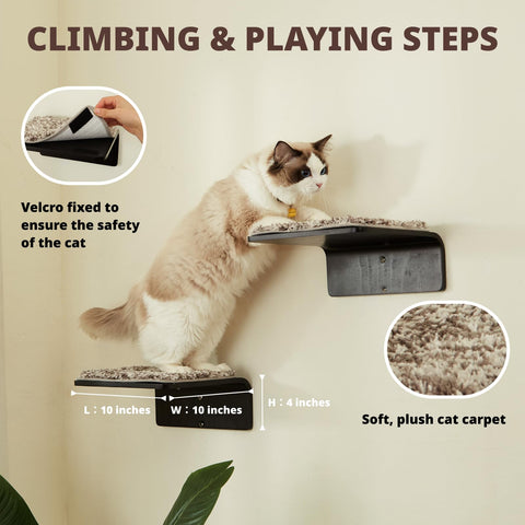 LIORCE 2 Set Cat Wall Steps - Wooden Cat Climbing Shelves