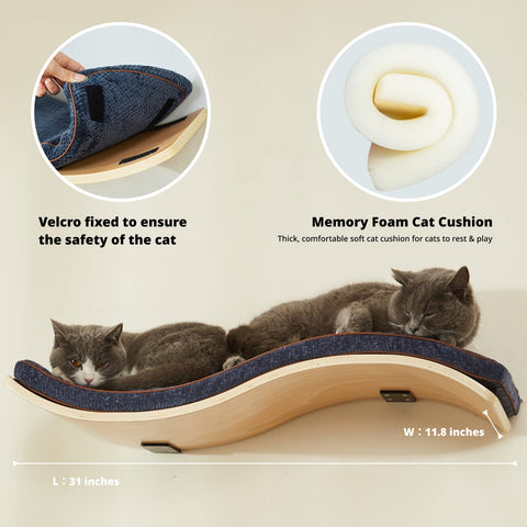 LIORCE Wave Cat Shelf - Modern Cat Wall Furniture