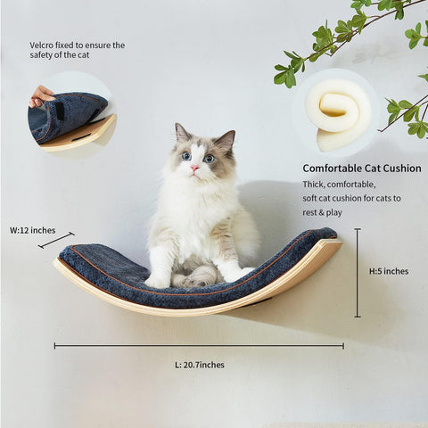 LIORCE Cat Wall Shelves with 2 Cat Wall Steps -  Modern Cat Wall Furniture, Cream