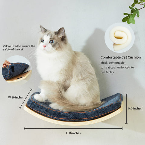 LIORCE Curved Cat Shelf - Wall-Mounted Cat Beds