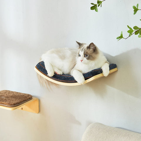 LIORCE Curved Cat Shelf - Wall-Mounted Cat Beds